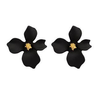 Lilly flower earring, black