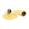 spinn crystal earring, black gold